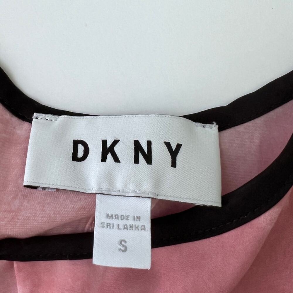 Pink DKNY Tank Open Back Top Black Contrast and Adjustable Spaghetti Straps S Sz - Picture 7 of 10